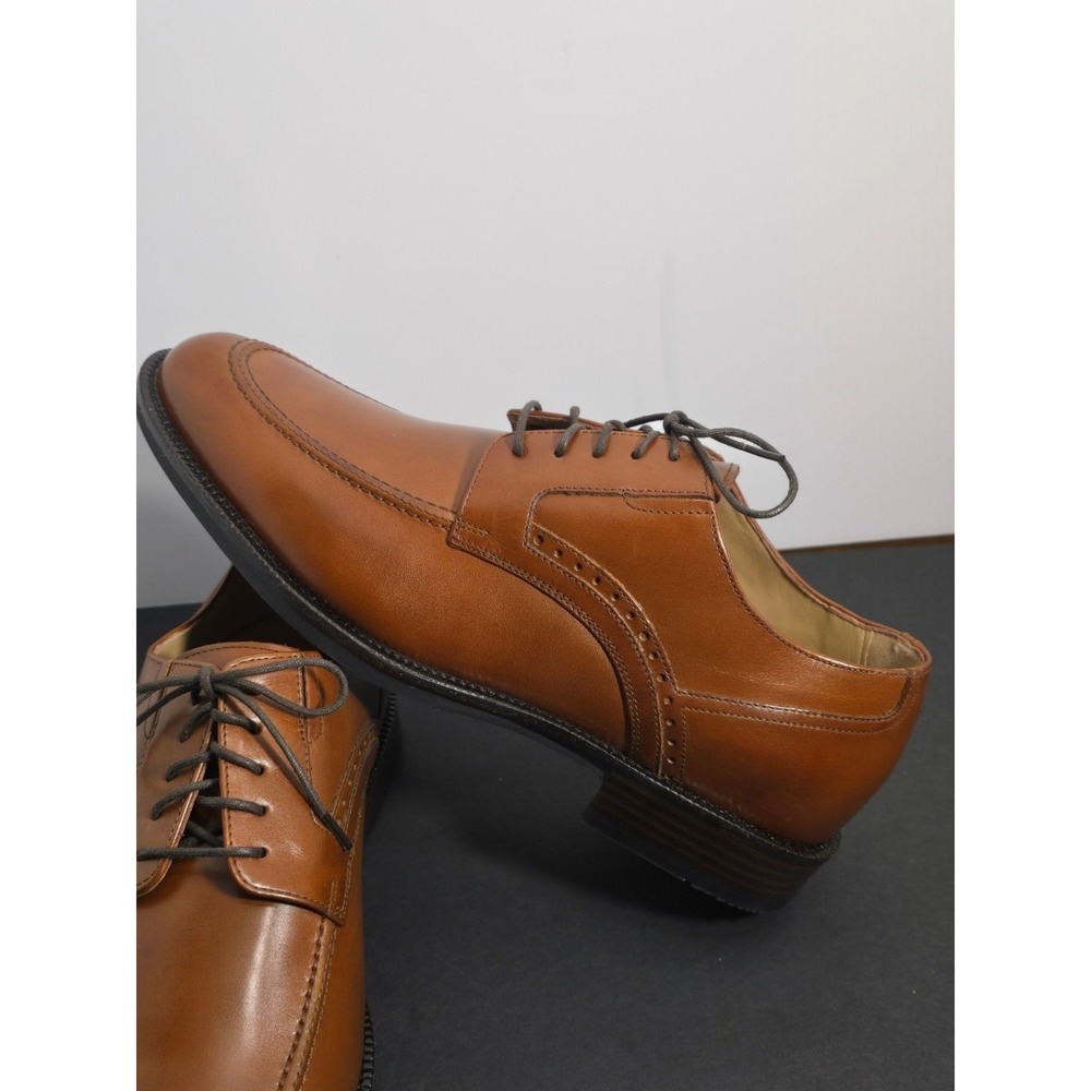 Johnston & Murphy McGrath Mens Italian Calfskin Leather Saddle Brown Oxfords NEW - Picture 7 of 16